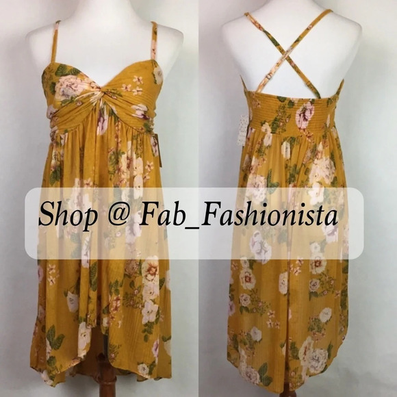 Free People Floral Tunic Top size XSmall Yellow - Picture 5 of 15